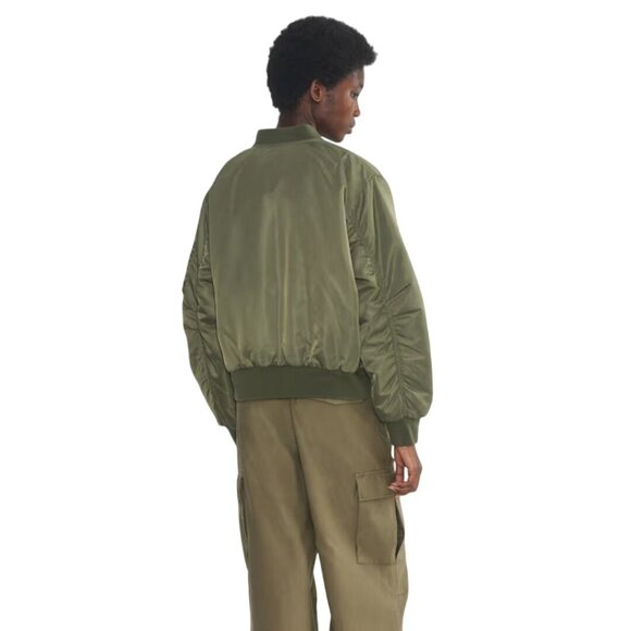 Aritzia TNA Brea Bomber Olive Green Full Zip Pockets Oversized Insulated Size XS - Picture 4 of 12